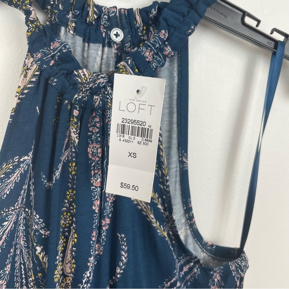 Ann Taylor Loft Halter Dress Blue Pink Paisley Floral Print Sleeveless NWT XS - Picture 5 of 7